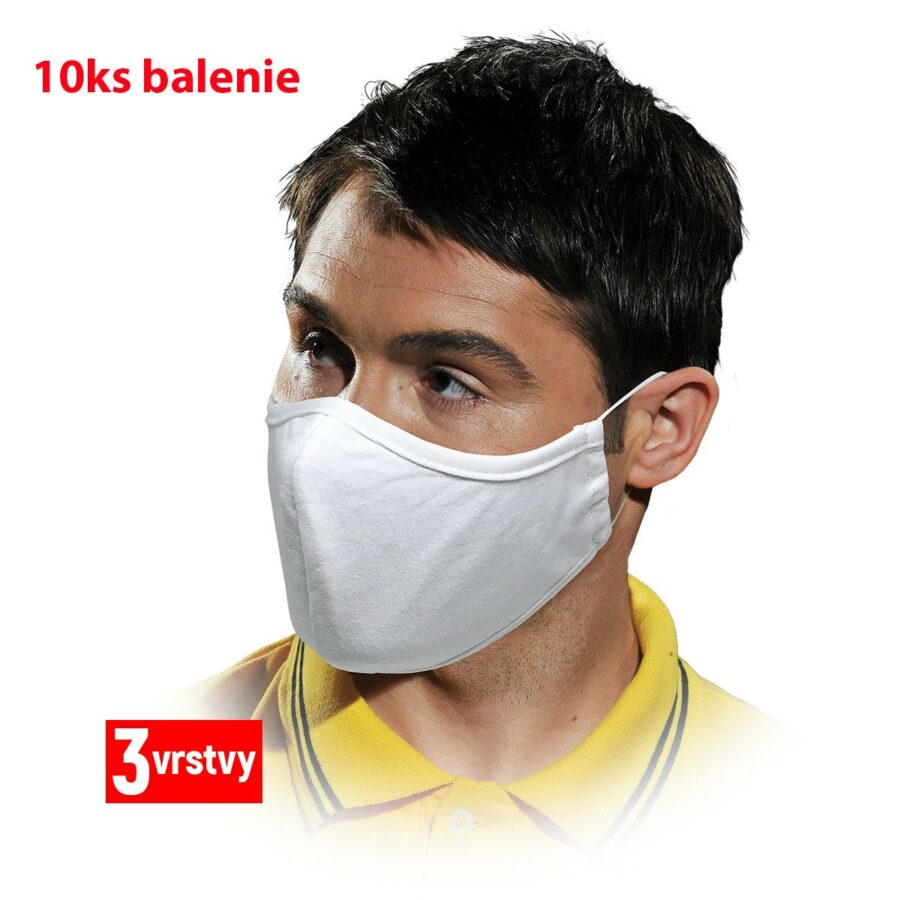 Hygienické roušky bavlněné třívrstvé SAFER WHITE 10ks