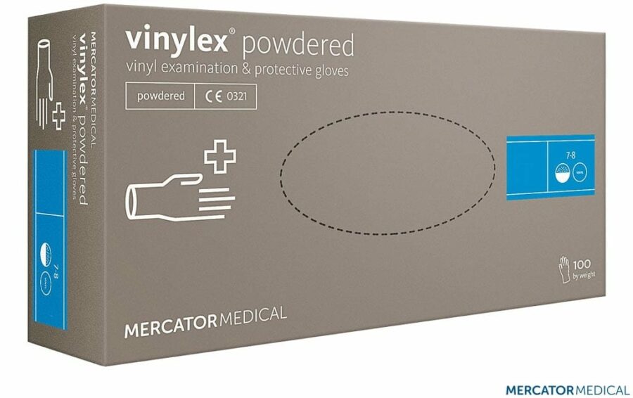 Jednorázové diagnostické Vinylové rukavice 100ks MERCATOR Vinylex® pudrované