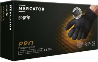 Jednorázové nitrilové rukavice 50ks MERCATOR® GoGrip BLACK nepudrované