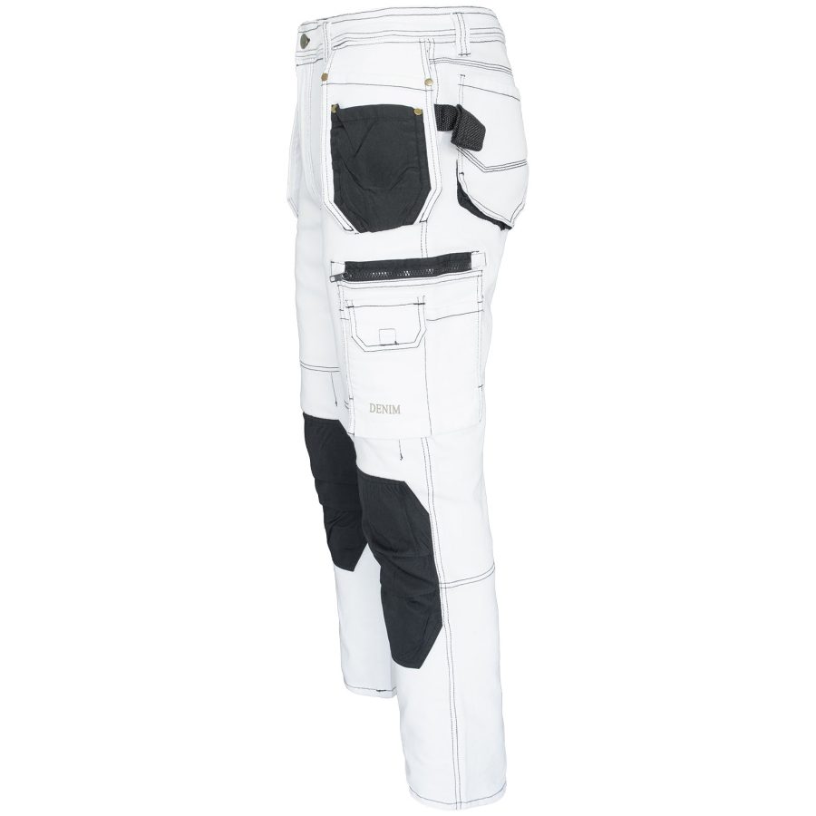 Pracovní džínové kalhoty strečové JEANS WORK WHITE